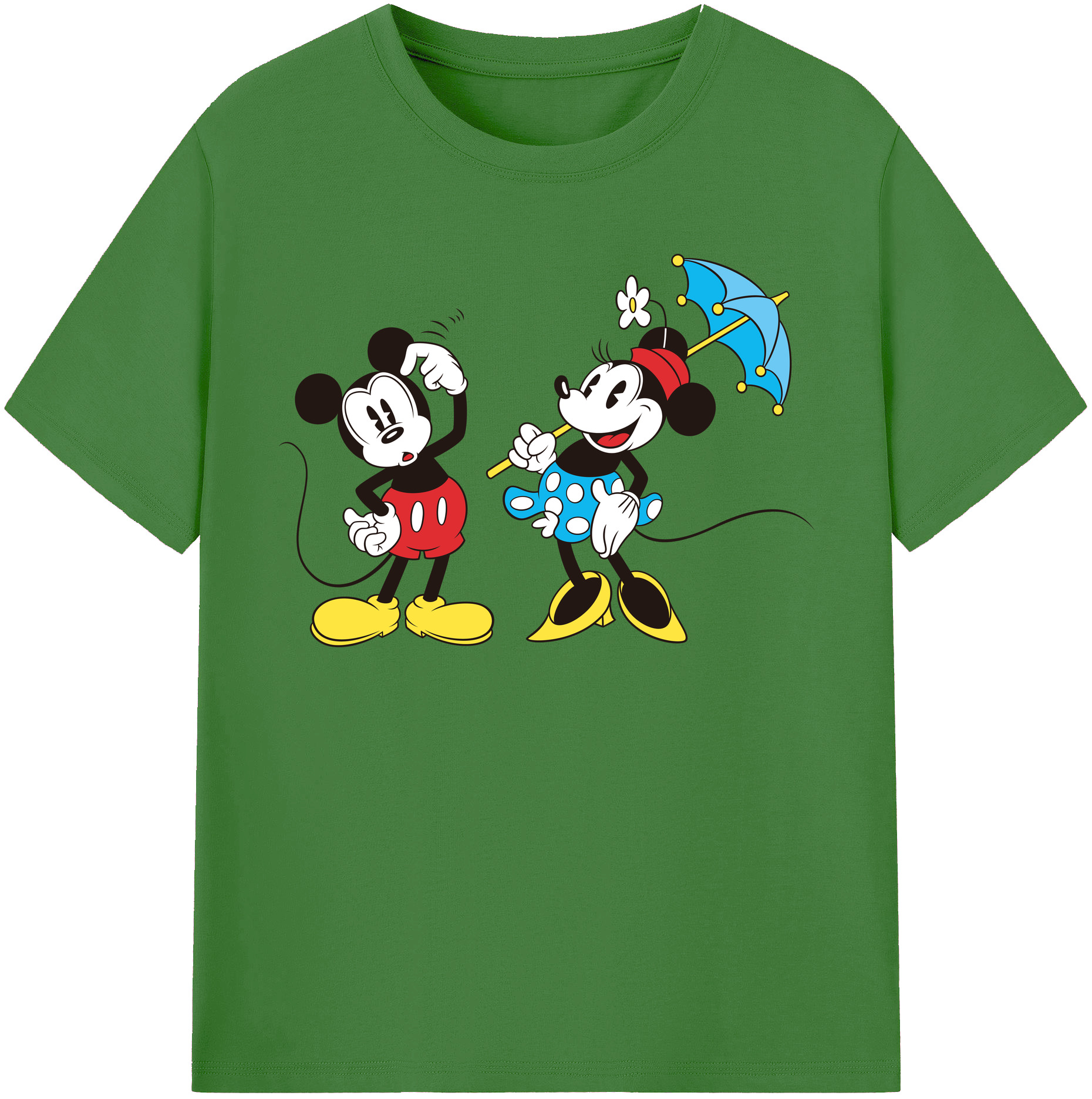 （画像用） ミッキーマウス Mickey Mouse レディースカジュアルプリントTシャツ（綿100％）